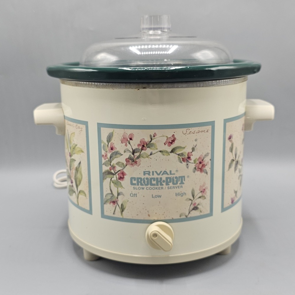 Vintage Rival 3150 Crock Pot Slow Cooker Bay Thyme Flowers 3.5Qt Grandmacore